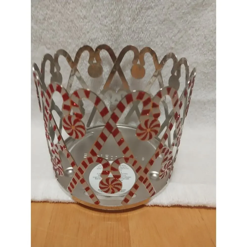 Bath & Body Works Christmas Candy Cane Metal Candle Holder Polished Seasonal - Picture 2 of 3
